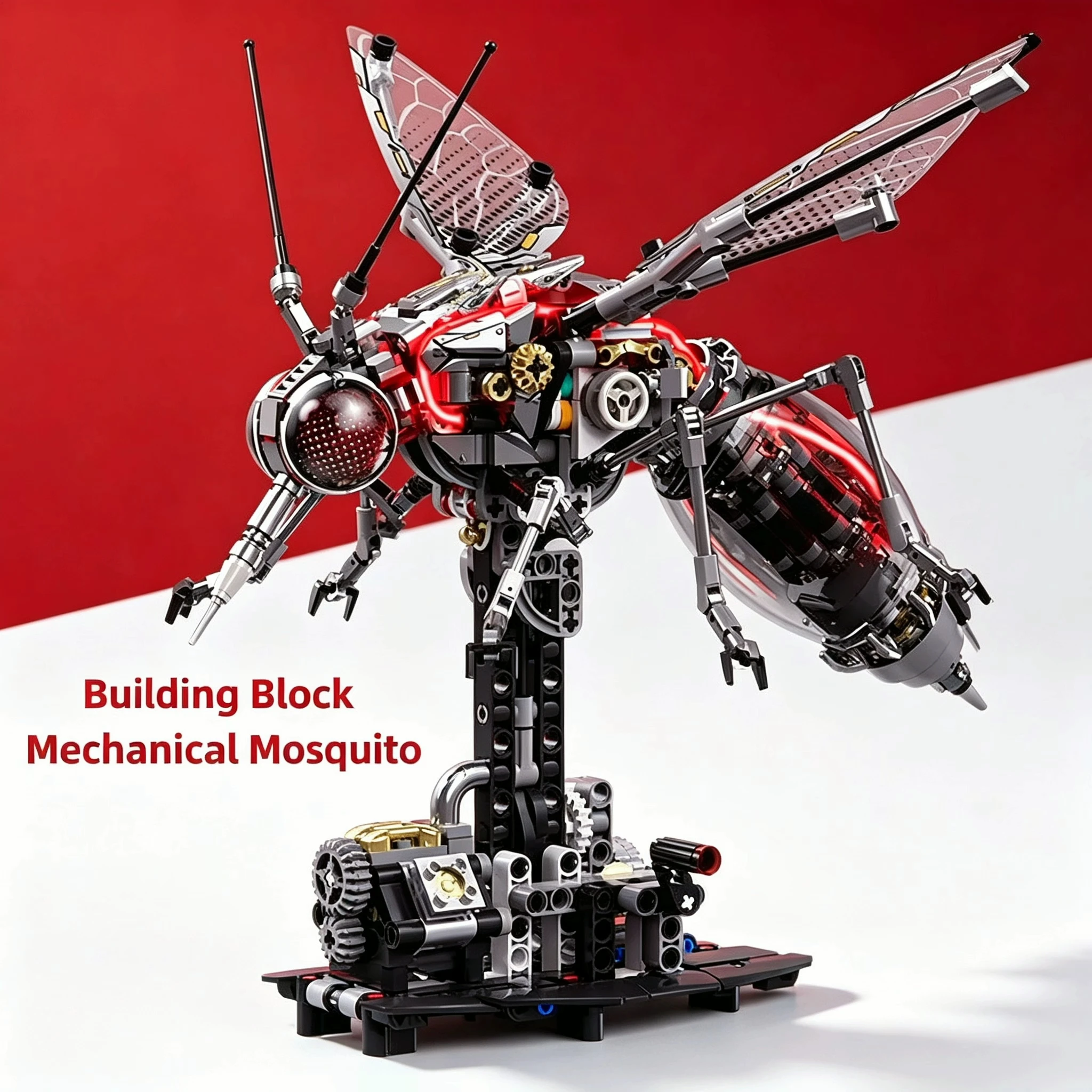 

New MOC Mechanical Mosquito Building Blocks, Cyberpunk Insect Model, with Light Effects, 76968 Suitable for Toy Holiday Gifts