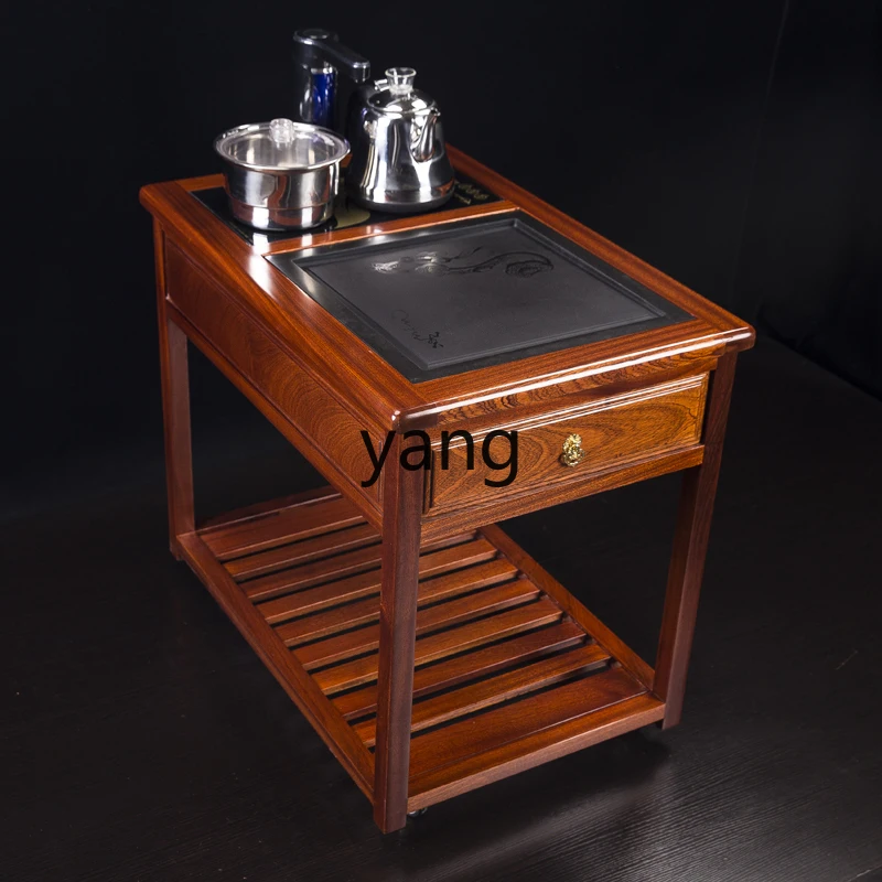 

LTT Tea Cart with Wheels Small Solid Wood Kung Fu Tea Table Tea Table Side Cabinet