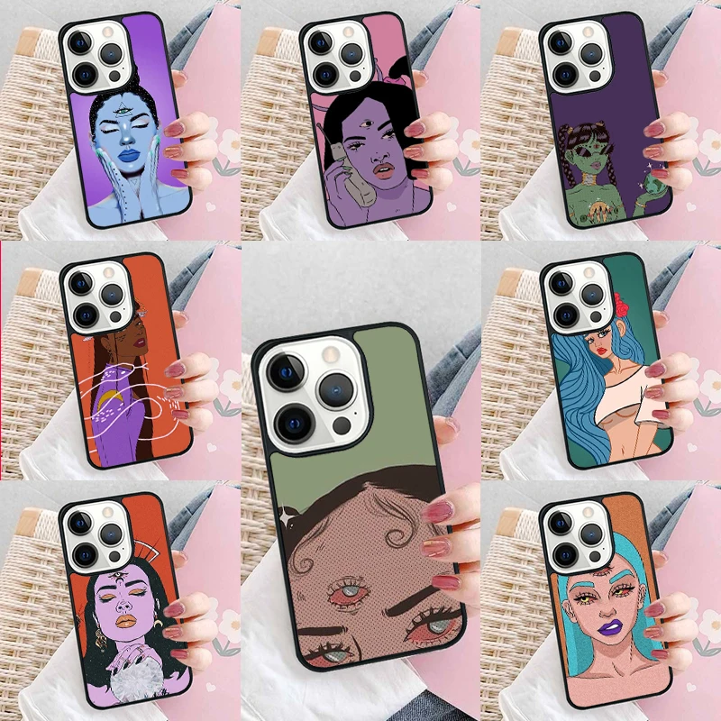 Three Eyed Girl Aesthetic Phone Case Cover for iPhone 16 Promax 15 Pro 13 14 Plus 11 12 Mini XR XS MAX Coque