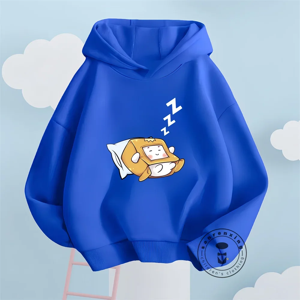 Lanky Box Print Hoodie Baby Boy Funny Cartoon Streetwear Stone Cats Print Kids Clothes Girls Long Sleeve Sweatshirt Box Pullover