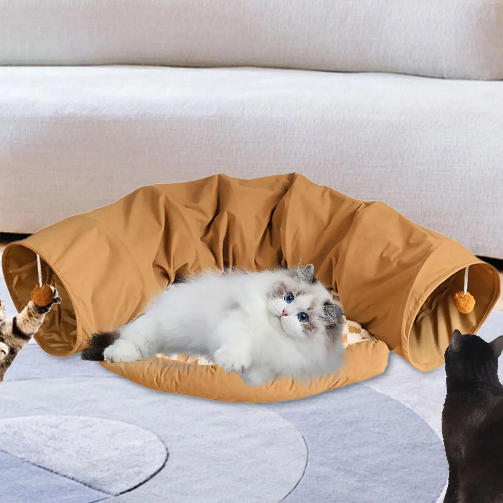 

Cat Tunnel Bed Interactive Cat Toy Kennel Mat Mattress Pets Accessory Nest Cat