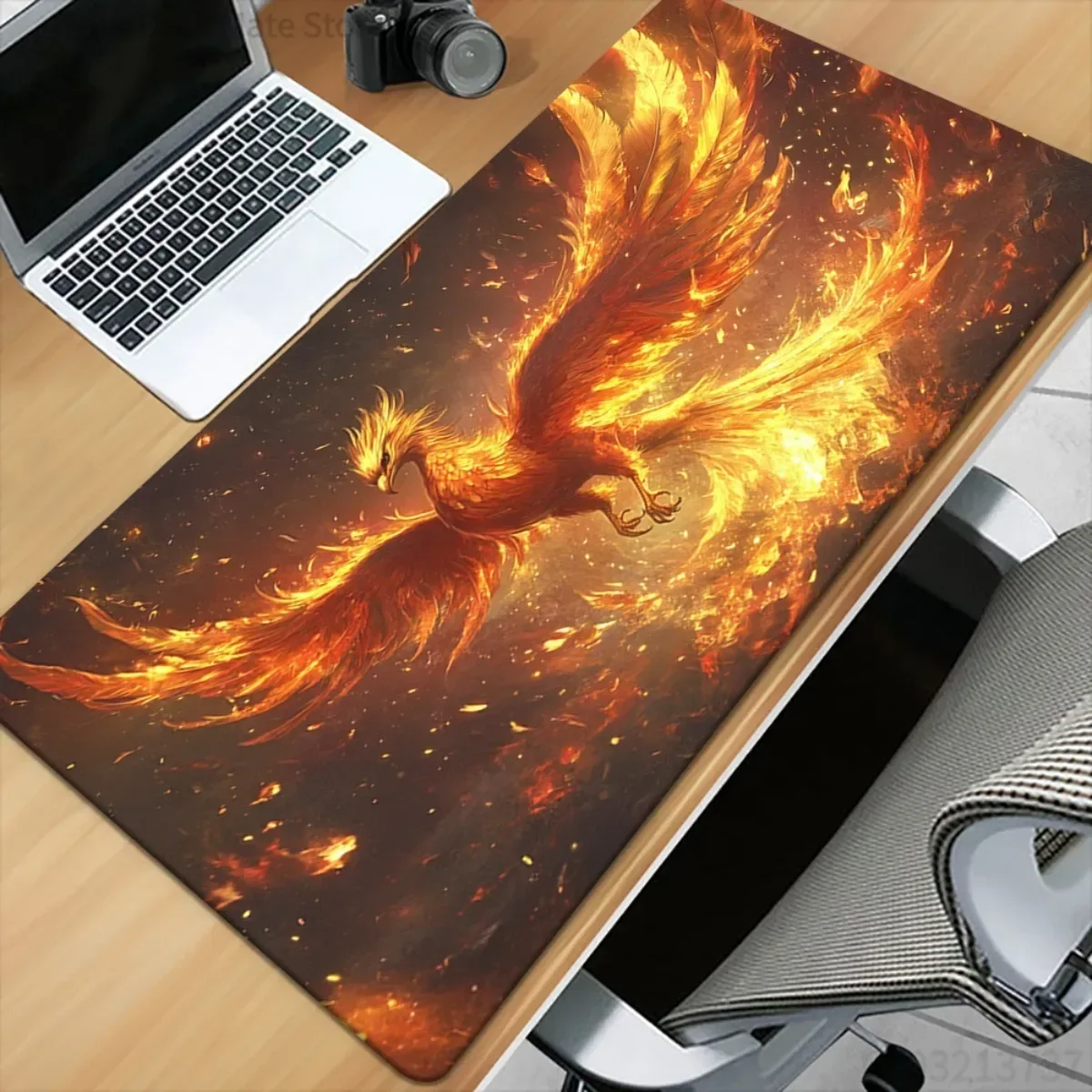 

Rubber Durable Multi-Functional Mouse Pad Phoenix in Flames HD Pattern Non-Slip Desk Mat for PC Gamers Friends Gift