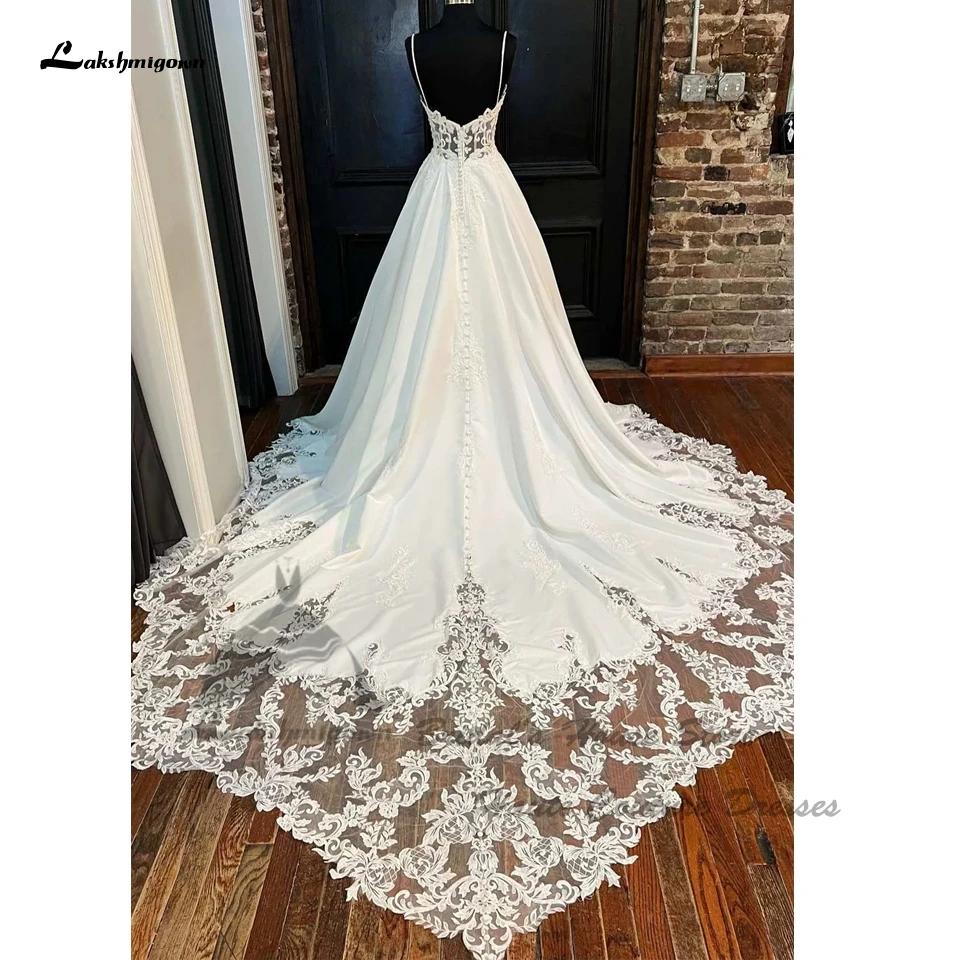 Lakshmigown Luxuriöse A-Linien Strandhochzeitskleider Vestidos De Novia 2026 Vintage Spitze Boho Brautkleider mit Spaghettiträgern Maßanfertigung – Detail 4
