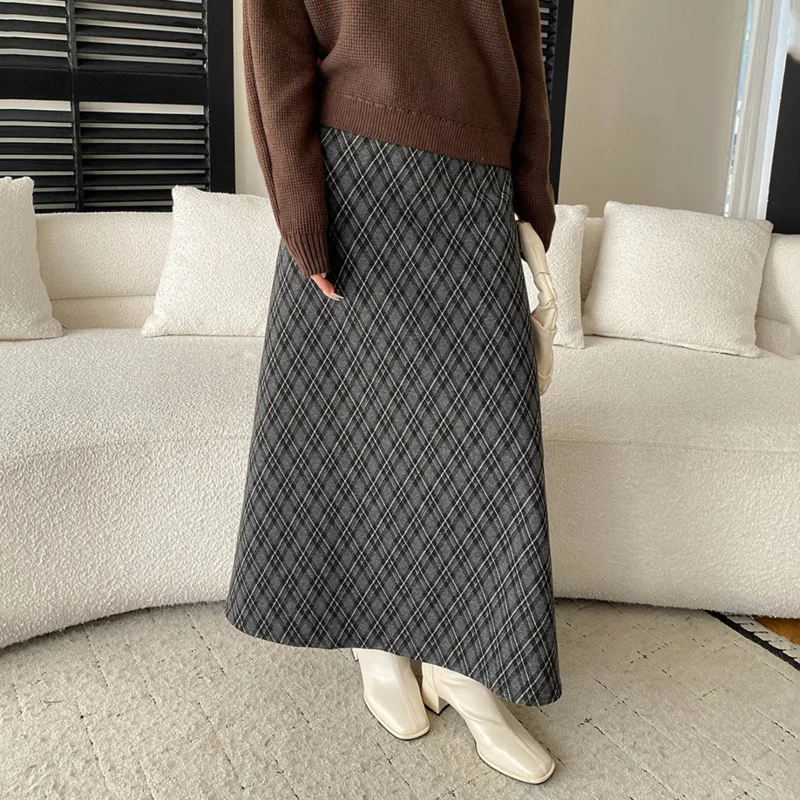 Limo retro xadrez saia feminina 2025 verão a linha flowy midi saia poliéster tartan saia casual primavera outfit