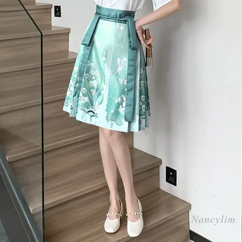 New Chinese Style Horse-Face Skirt Sets Women\'s Summer Thin Suit 2024 New Improved Short Hanfu Chinese Style Blouse and Skirt