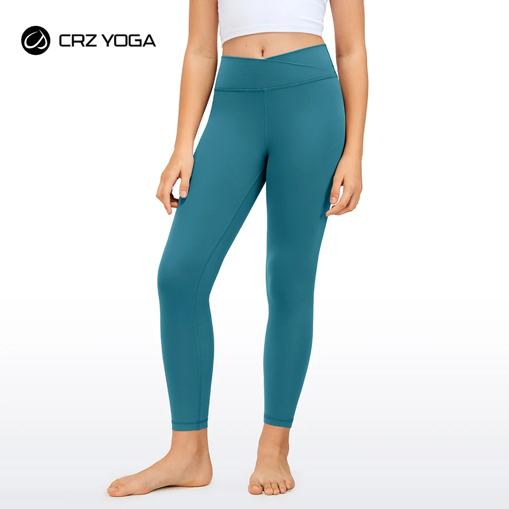 CRZ YOGA Girls Butterluxe Crossover Athletic Leggings - High Waist V Cross Kids Lounge Pants Yoga Active Dance Running Tights