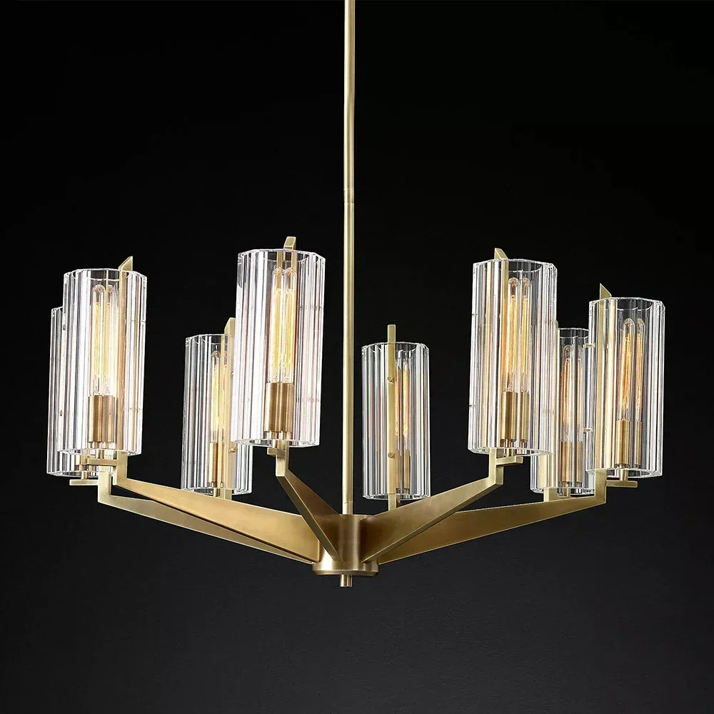 Round Chandelier Modern Living Room Chandelier Lighting Clear Crystal Pendant LED Classic Lustre Home for Bedroom Foyer