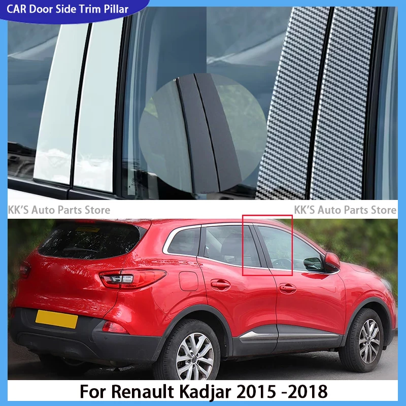 

Fit For Renault Kadjar 2015 2016 2017 2018 Glossy Black Pillar Posts Door Decor Window Stickers Cover Trim Accessories Kits