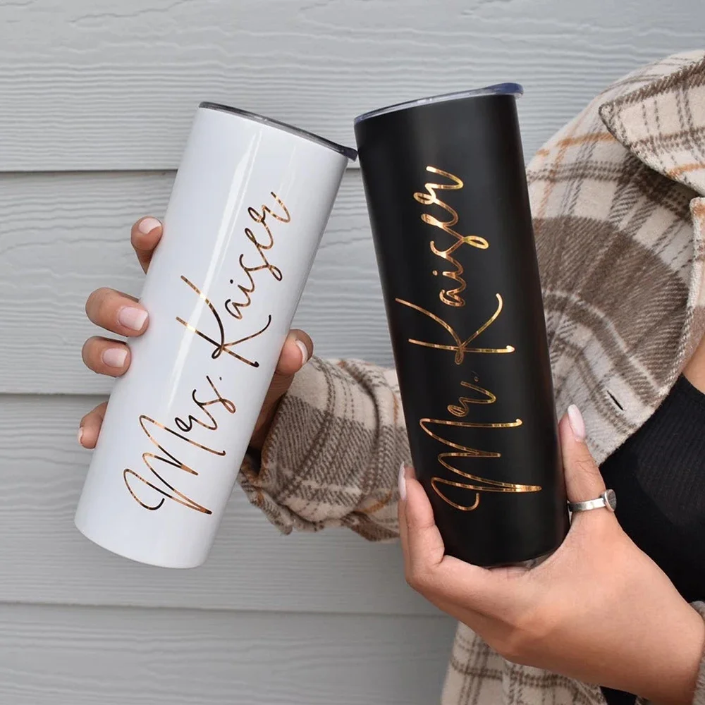 

20oz Skinny Tumbler Custom Bridal Shower Bridesmaid Tumblers with Straw Bachelorette Party Favors Bridesmaid Gifts