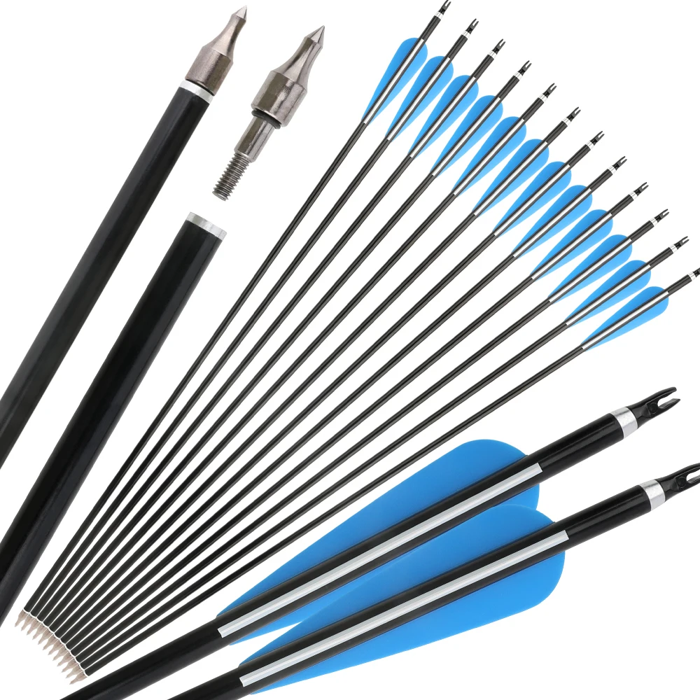 

6/12 шт. алюминиевая стрела 31 дюйм SP300 OD8,8 мм сменный вал 120 точек зерна 4 "резиновые лопасти для охоты с луком, стрельбы из лука, стрельбы из лука