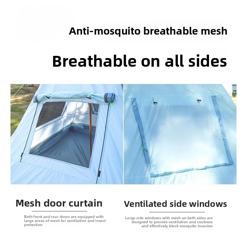 210D Oxford al aire libre pirámide india Oxford impermeable 3-4 personas dosel plegable a prueba de viento resistente a los rayos UV tienda de campaña con Awaing