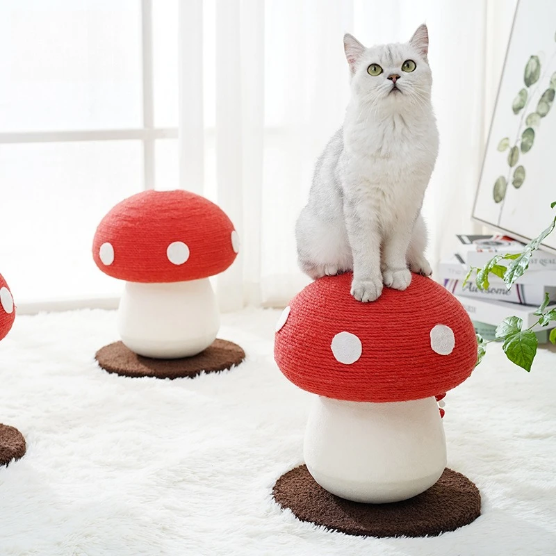 Árbol rascador para gatos con diseño hongo rojo y bola de sisal - imagen 4
