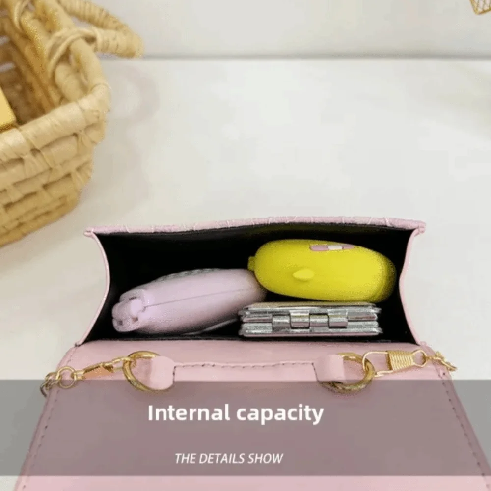 Fashion Polyester Shoulder Bag Pearl Metal Chain Strap Pearl Handbag Square Little Girl Mini Bag