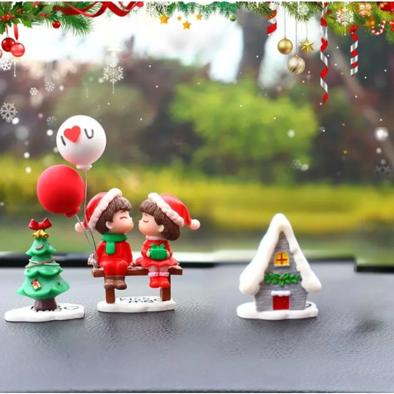 A Set Car Couple Doll Ornament Festival Dress Up Red Party Gathering Interior Tree Lovely Console Gift New Creativity Snowhouse