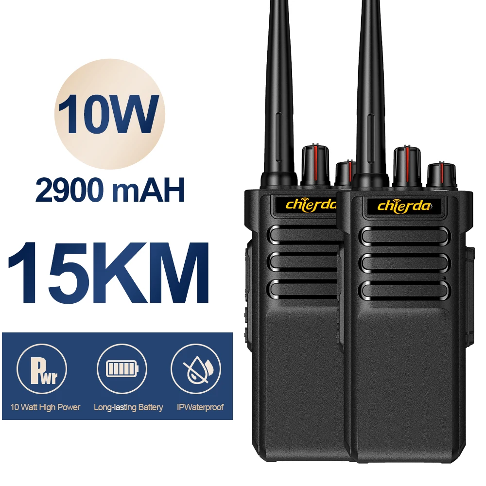 Imagem -02 - Chierda Cd-a8 Walkie Talkie Ip67 à Prova Dip67 Água de Longo Alcance Rádio Bidirecional Alta Potência 10w Profesional Uhf Vhf Presunto cb Rádio Gmrs