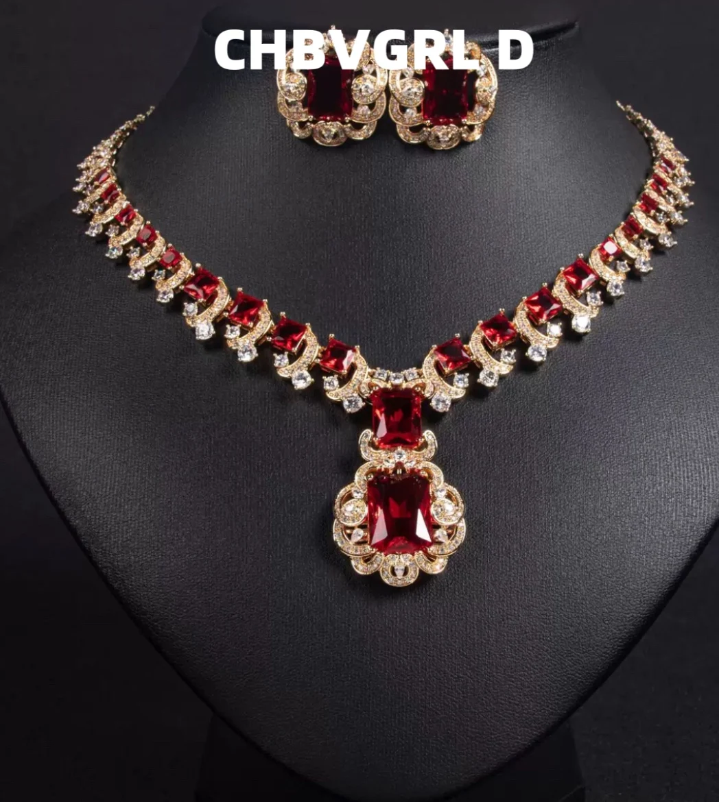 

[Luxury] European and American retro zircon necklace set, banquet jewelry, bride jewelry, accessory, high-end, versatile, party