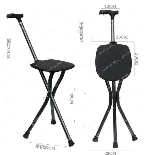 

Walking Stick for the Elderly Three-Legged Stool Outdoor Alpenstock Walking Stick Aluminum Alloy Folding Chair