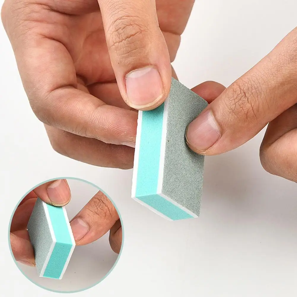 Bolsa cuadrada para uñas, limas de bloque de esponja, pulidores brillantes de grano 600/3000, amortiguador suave, herramienta de pulido de uñas doble de belleza, bloque de uñas W7M4