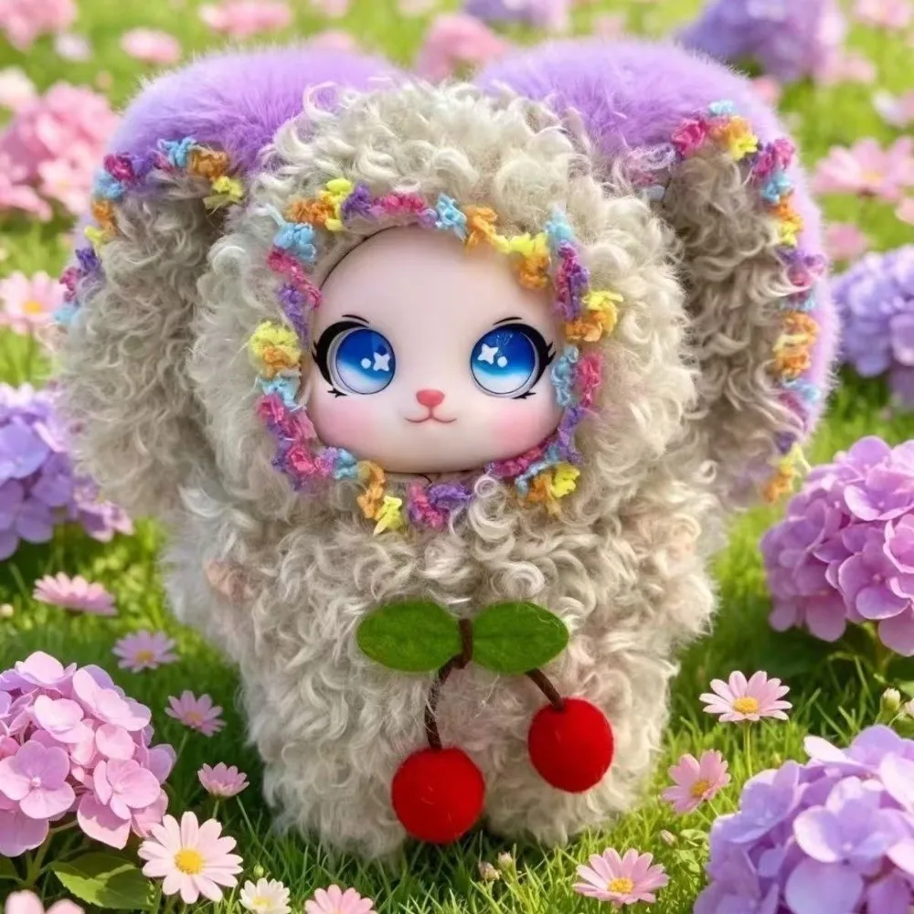 Big Ear Curly Hair Rabbit Doll Figures Bag Hanging Ornaments Rabbit Plush Keychain Fluffy Collectible Bunny Plush Doll Pendant