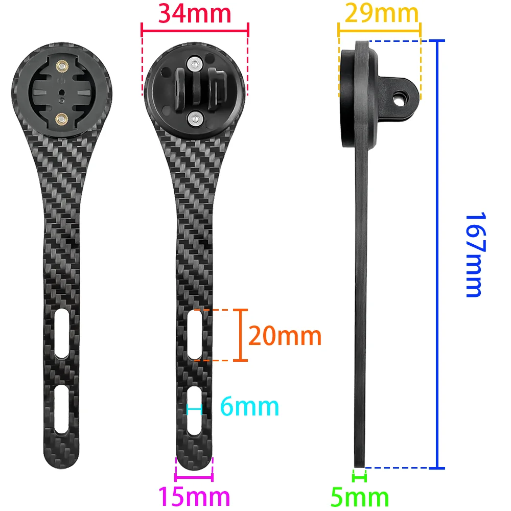 

Карбоновый держатель для велокомпьютера, удлинительный кронштейн, зажим для фары, адаптер для руля велосипеда, совместимый с GARMIN Edge GPS и Gopro Hero