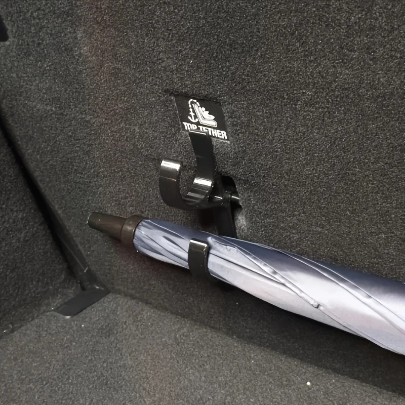 2Pcs Multifunctional Car Trunk Umbrella Hooks, No-Drill Storage Rack Universal Fit for Sedan SUV Interior Accessories image 4
