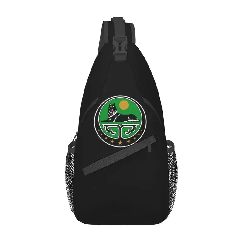 Chechen Sling Crossbody Backpack Men Custom Chechnya Coat Of Arms Chest Shoulder Bag for Cycling Camping Daypack