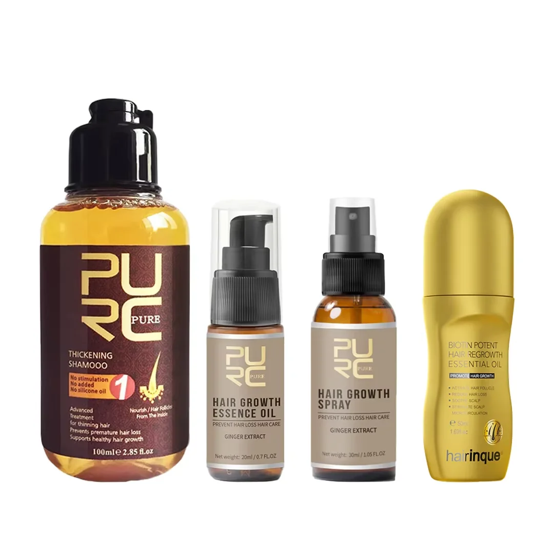 

PURC Hair Growth Shampoo Set with Ginger Oil And Biotin Serum - Anti Hair Loss Regrowth Scalp Treatment - Thickening Hair Care
