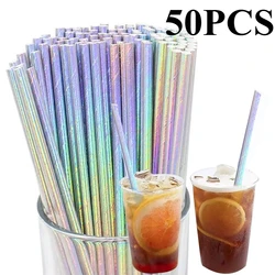 50PCS Disposable Paper Straws Disposable Drinking Paper Straws Cocktail Kitchen Restaurant Birthday Party Wedding Christmas
