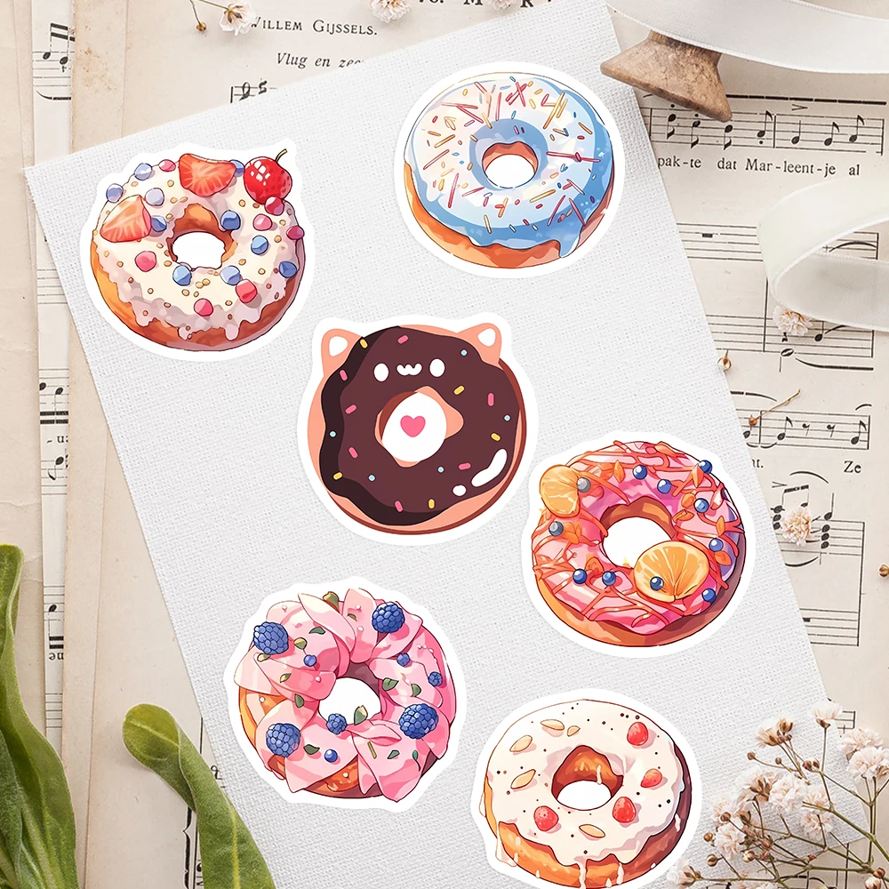 Cute Donut Dessert DIY Kids Toy Gift Decal Stickers for Phones Laptops Bottles Cars Scrapbook Luggage Decorative Waterproof