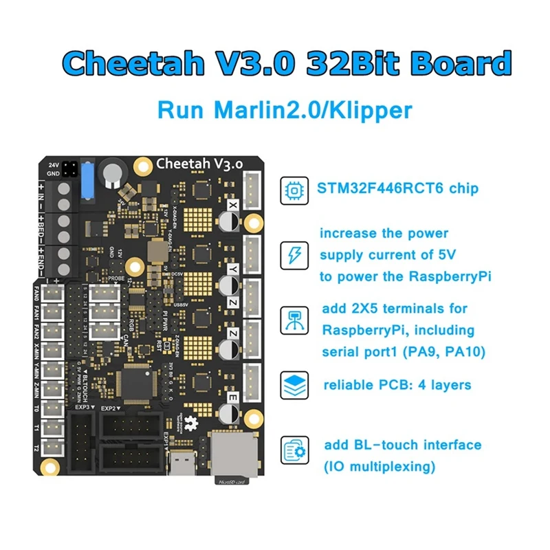 Cheetah V3.0 32Bit Control Board Control 4 Axis Integrated TMC2209 For Voron V0.2 CR10 Ender3 Ender5 3D Printer