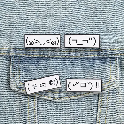 Pins de Esmalte Kaomoji, Broches con Caras de Emoticonos, Insignias de Expresión de Estado de Ánimo, Joyería Minimalista de Anime, Regalo para Amigos