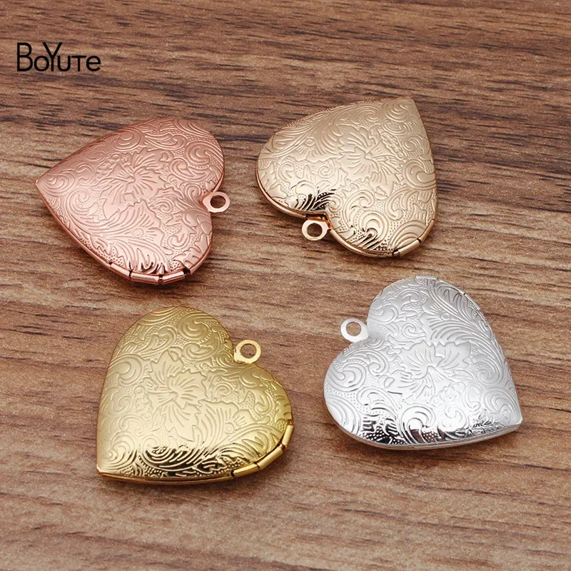 BoYuTe (10 Pieces/Lot) 29*27MM Metal Brass Heart Shaped Photo Locket Factory Direct Wholesale Locket Pendant