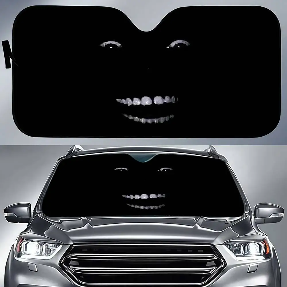 

Funny Scary Faces Cartoon Window FoilsHeated Windshield Sunshade Car Front Window Visor Car Solar Protect Tools