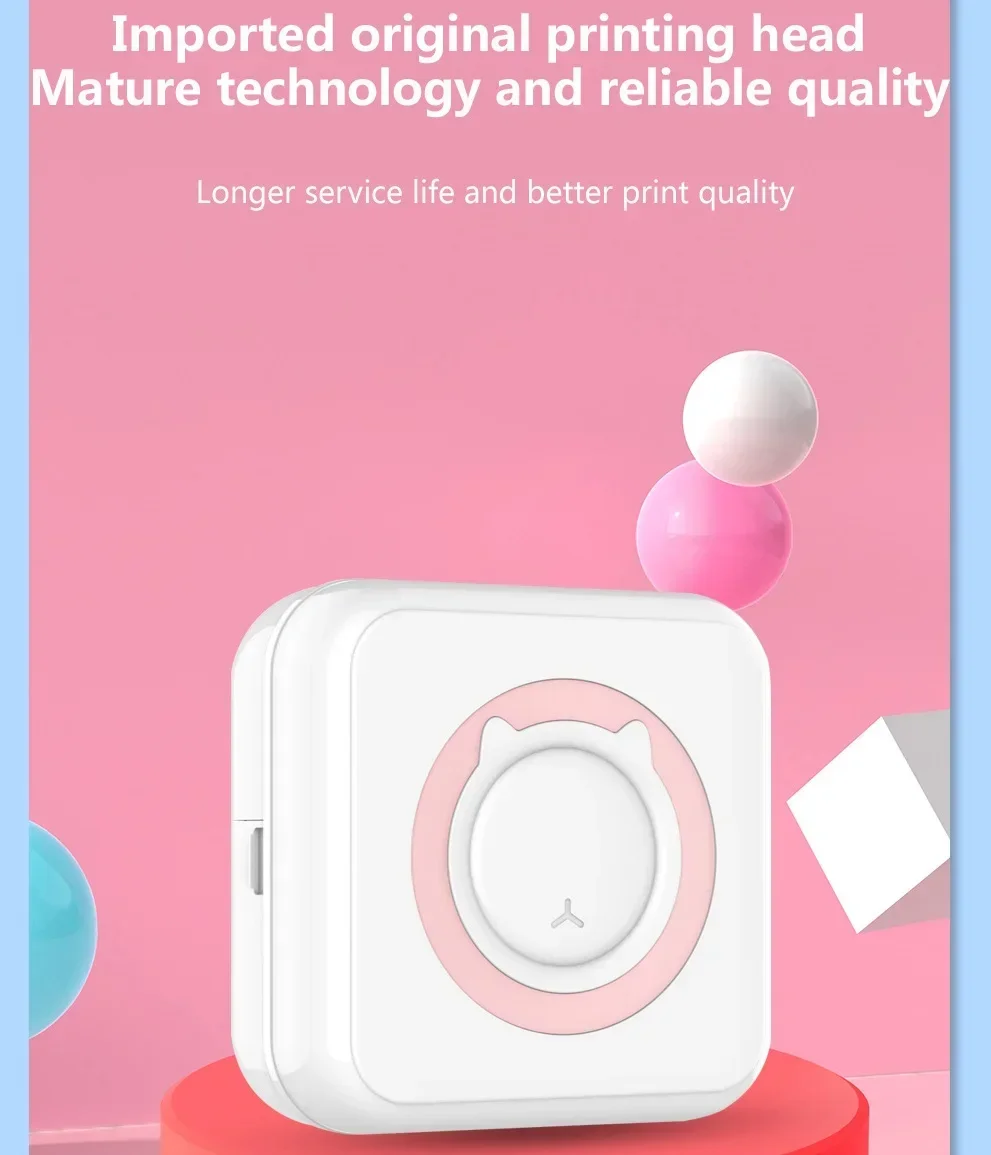 Mini impresora térmica portátil, inalámbrica por Bluetooth, sin tinta, impresión de notas de etiquetas fotográficas con Cable USB para papel de preguntas