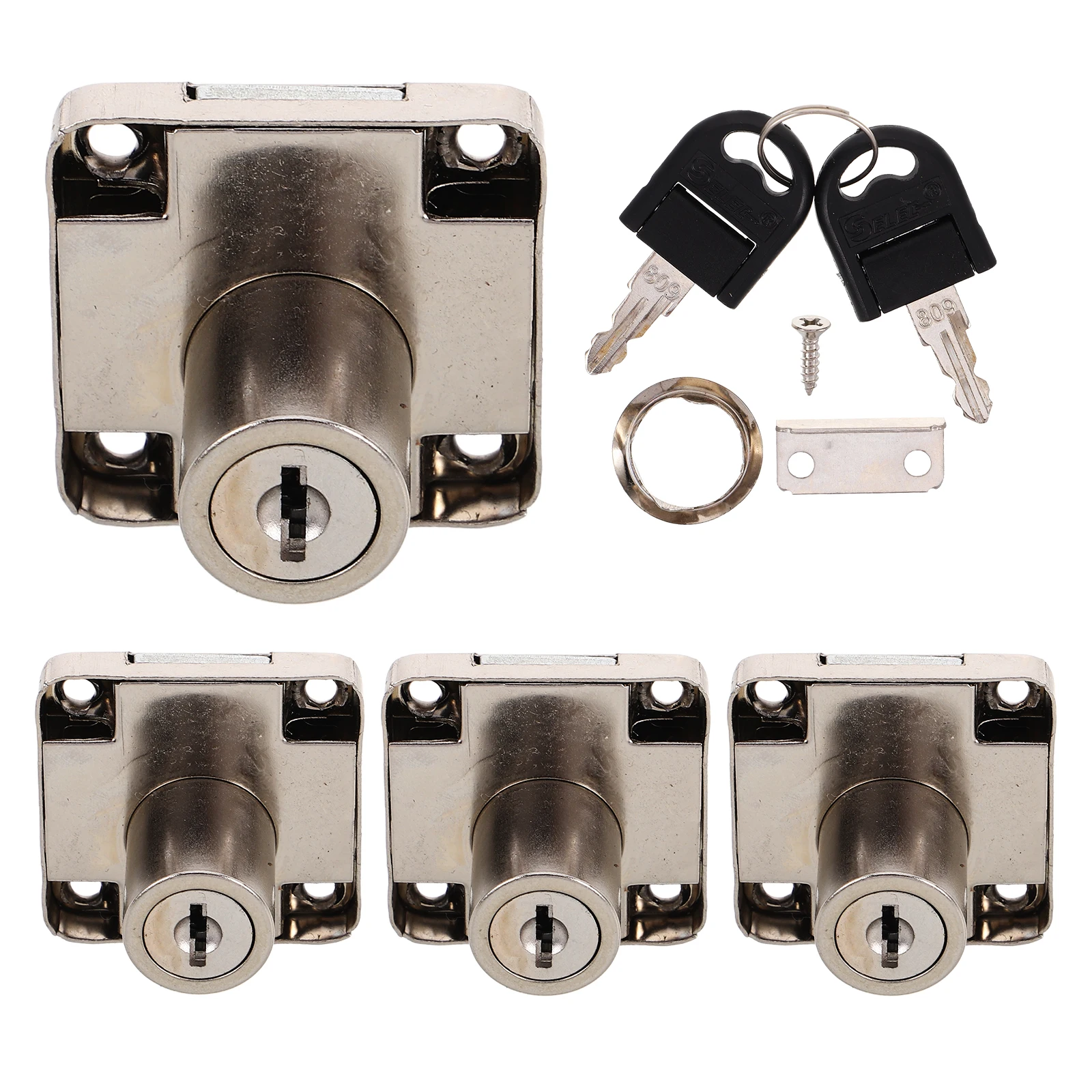 

4 Sets Zinc Alloy Desk Drawer Locks Security Cabinet Door Latch for Office Home Baby Toolbox Replacement Silver Screws Easy