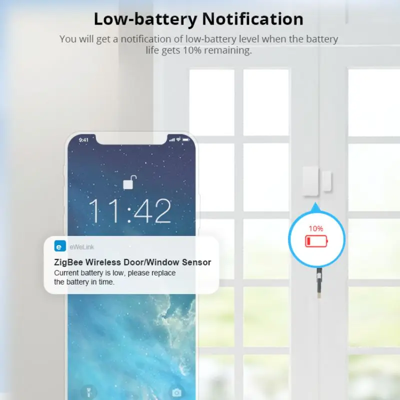 SONOFF ZigBee SNZB04 Wireless Door Window Sensor Smart Open/Closed Detectors EWeLink App Notification Alerts Home Security Alarm