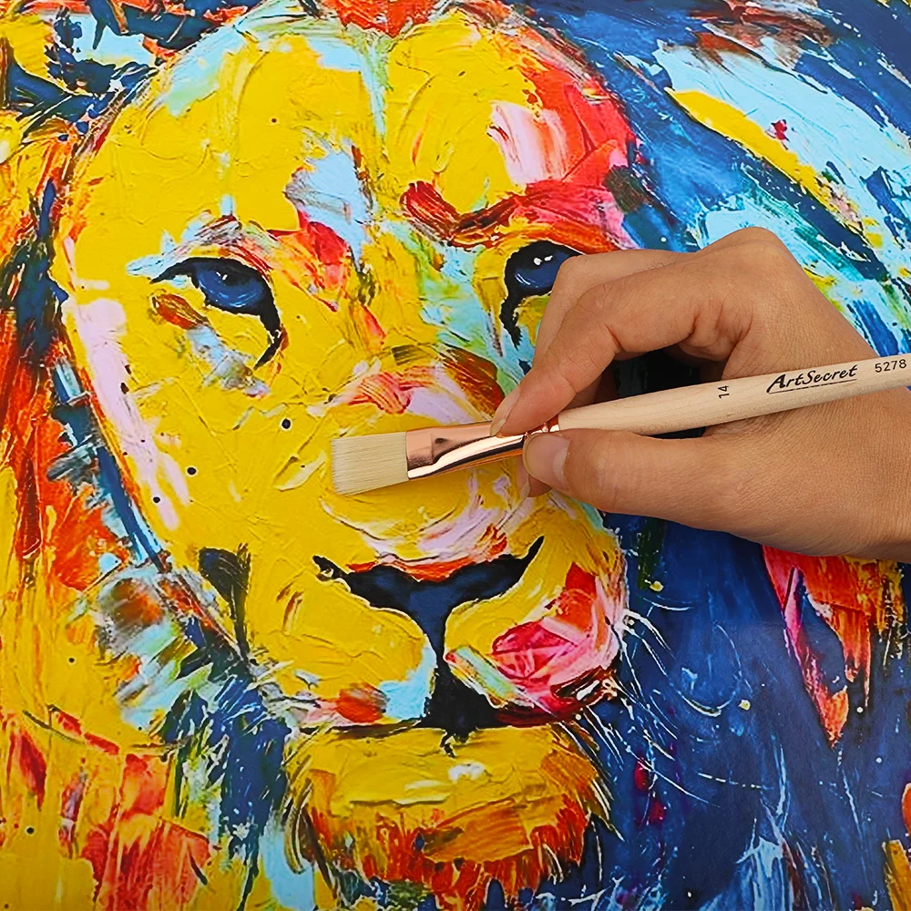 Artsecret-Juego de pinceles de pintura de pelo de nailon, 12 Uds., para pintura al óleo acrílica, pincel plano de dibujo para artistas principiantes, suministros de arte