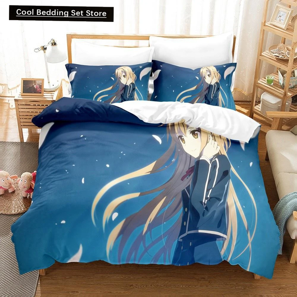 

Sword Art Online Bedding Set 3D Anime Print Polyester Quilt Cover Pillowcases Queen King For Kids Gift Anime Duvet Cover Sets