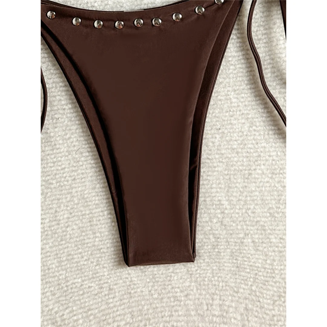 Halterneck-Bikini mit Ausschnitten, Damen-Badeanzug, zweiteiliges Bikini-Set, hoher Beinausschnitt, gepolstert, Badebekleidung, Badeanzug, Modell V8269. – Detail 19