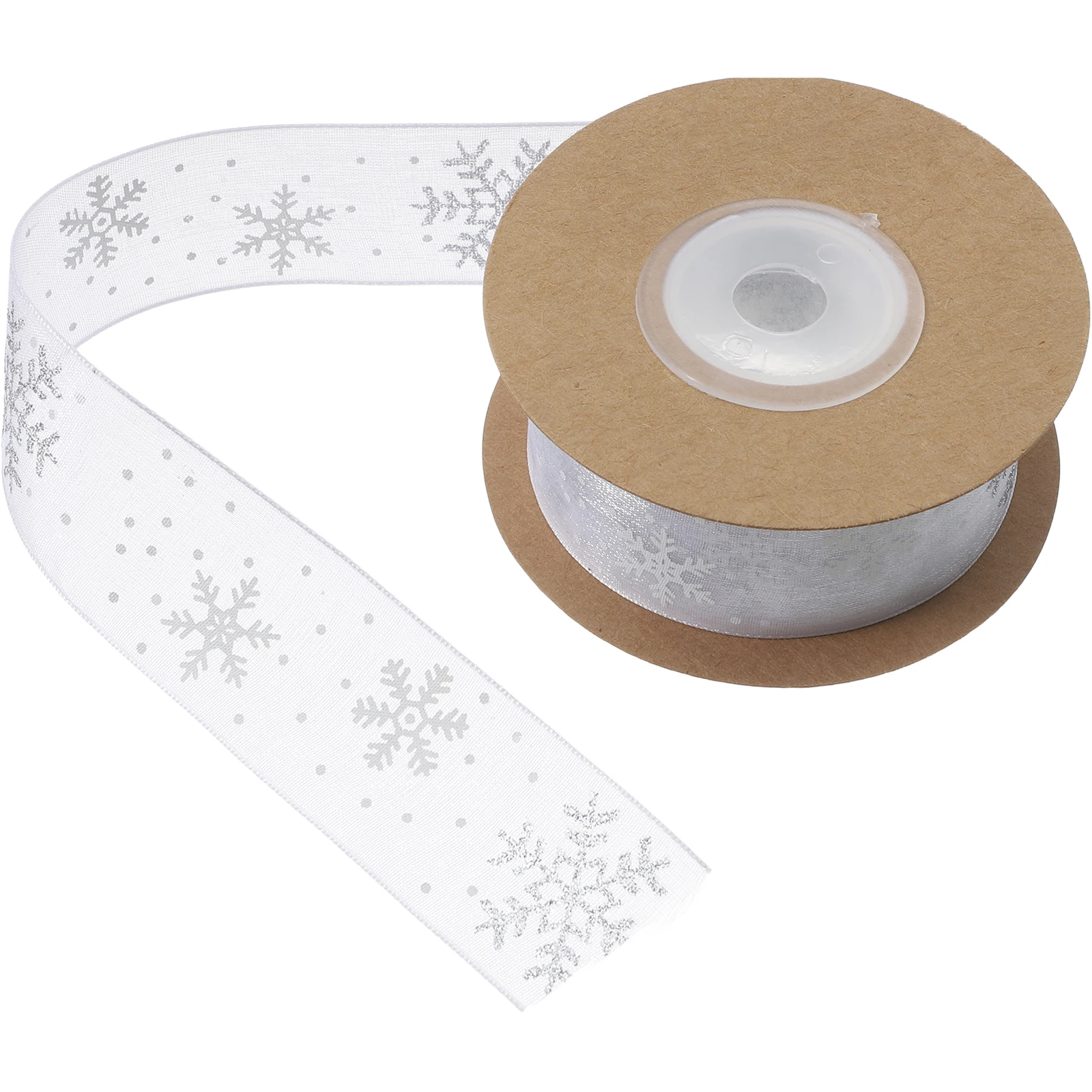 

Blue 25mm Silver Snowflake Ribbon Gift Wrapping Chiffon Party Packing Strap Christmas Decorative Present Wrap Ribbon 9m Roll