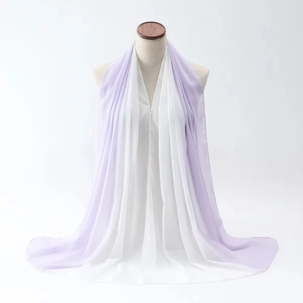 

Soft Chiffon Ethnic Style Scarf Gradient Color Long Islamic Turban Echarpe Thin Wraps Shawl Women