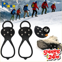 Non Slip Shoe Covers Ice Gripping Spikes Outdoor Anti Slip Crampons Shoe Covers for Climbing Hiking Mountaineering Walking