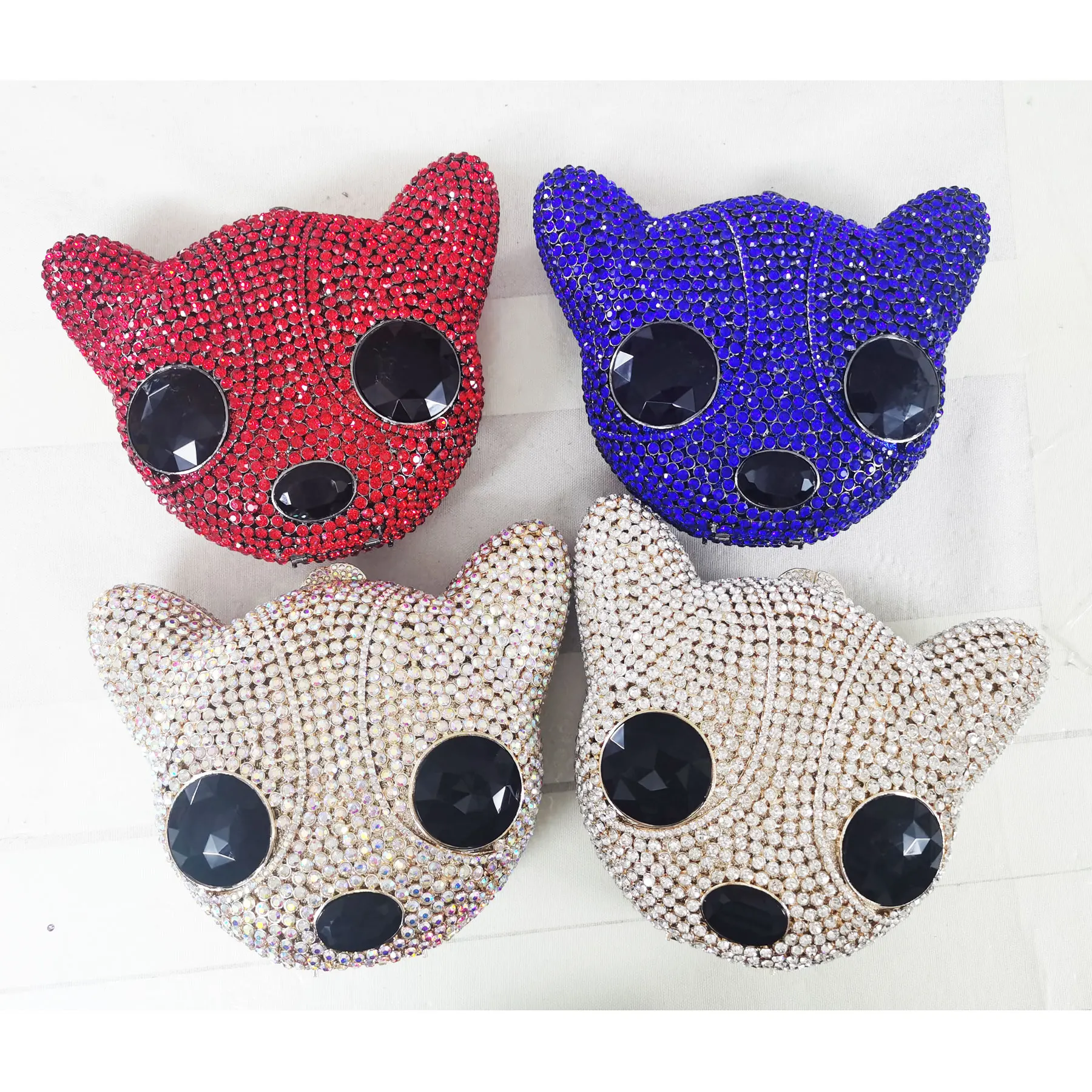 KHNMEET Fashion Luxury Fox head Animal Designer Green Party Purse for Ladies Wedding Evening Bags Day Clutches sm171