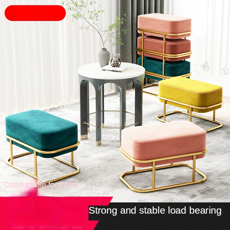 Nordic Living Room Velvet Stool Home Entrance Fitting Room Single Sofa Oval Ins Clothing Store Small Couch