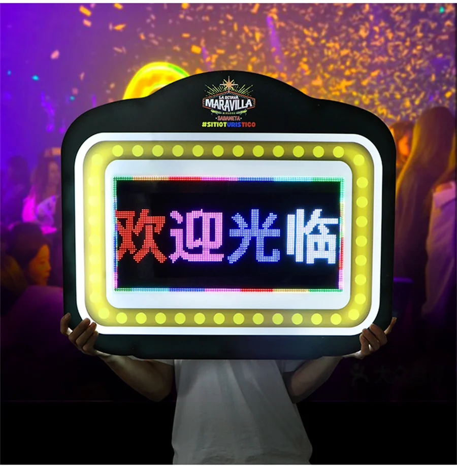 APP Programmable Scrolling LED Display Rack Custom Message Board Signs Acrylic Service Club Sign Happy Birthday Bottle Presenter