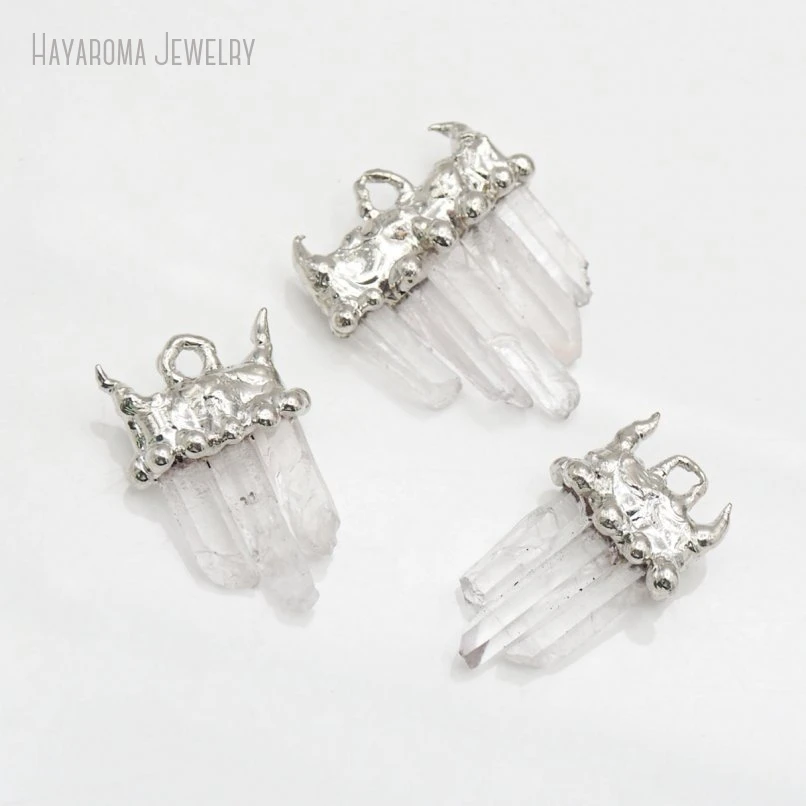 10Pcs Clear Quartz Pendant Charm For Keychain Goth Alt Gothic  Y2k Punk Halloween Accessory Jewelry Making