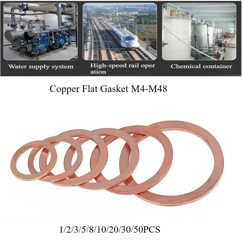 

M5 M6 M8 M10 M16 M18 M22 M24 Solid Pure Copper Oil Plugs Washer O-ring Gasket Motorcycle Sump Flat Sealing Spacers Seal Drain