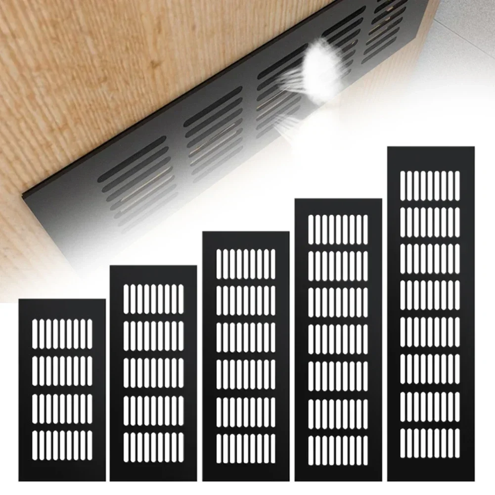 High Quality Ventilation Grille Air Vent Grille 60mm Air Vent Grille Aluminum Alloy Black Cabinet Rectangular Ventilation-Cover