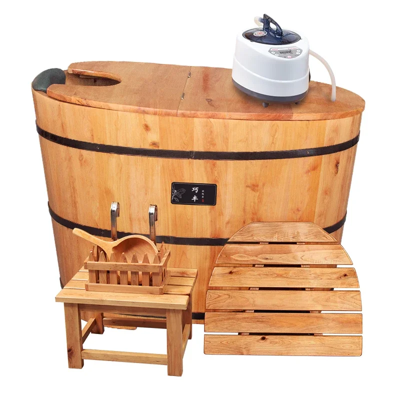 Hxl Bath Wooden Barrel Bathtub Bath Bucket Solid Wood Basin Sweat Steaming Bath Barrel