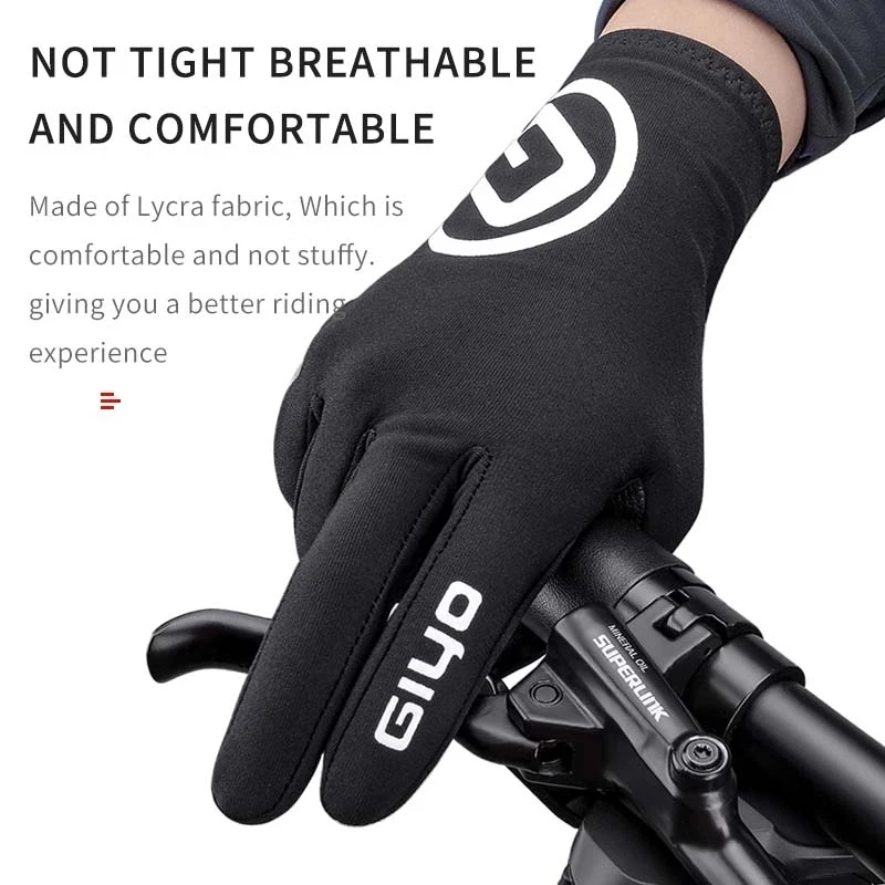 GIYO Cycling Winter Gloves For Road Mountain Bike Touch Screen Gloves Long Finger Thickened Cycling Equipment Red Black Color